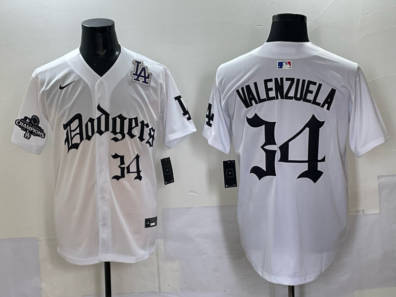 Men Los Angeles Dodgers  #34 Valenzuela white Nike 2025 MLB jersey 001